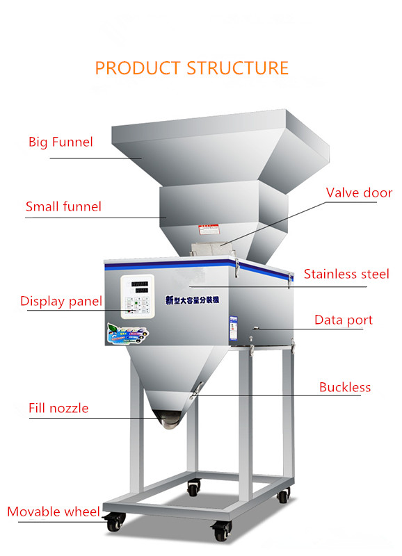 Grain Rice Coffee Weighing Filling Machine with big hopper